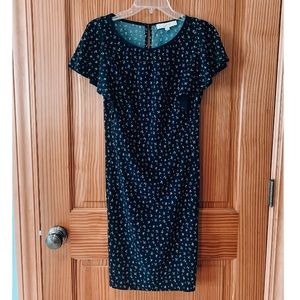 Flower Design Navy Dress